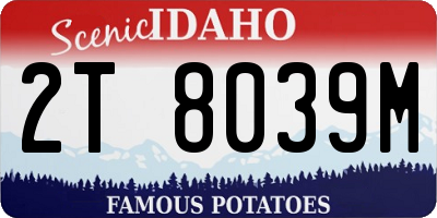 ID license plate 2T8039M