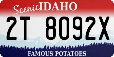 ID license plate 2T8092X