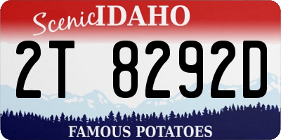 ID license plate 2T8292D