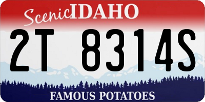 ID license plate 2T8314S