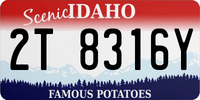 ID license plate 2T8316Y
