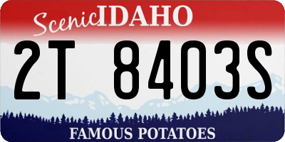 ID license plate 2T8403S