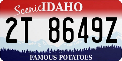 ID license plate 2T8649Z