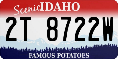 ID license plate 2T8722W