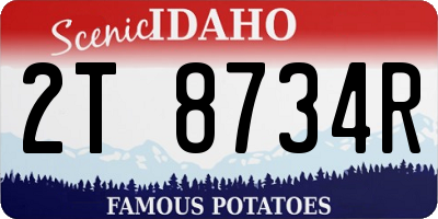 ID license plate 2T8734R