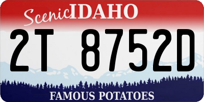ID license plate 2T8752D