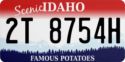 ID license plate 2T8754H