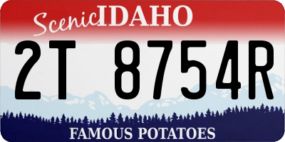 ID license plate 2T8754R