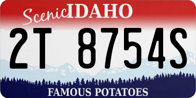ID license plate 2T8754S
