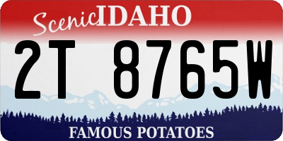 ID license plate 2T8765W