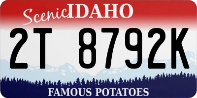 ID license plate 2T8792K