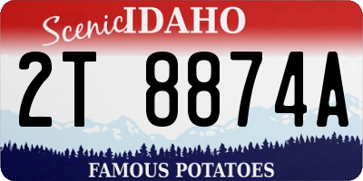 ID license plate 2T8874A