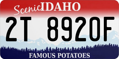 ID license plate 2T8920F