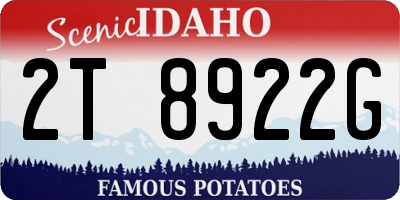 ID license plate 2T8922G