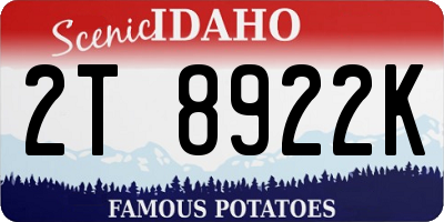 ID license plate 2T8922K