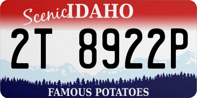 ID license plate 2T8922P