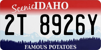 ID license plate 2T8926Y