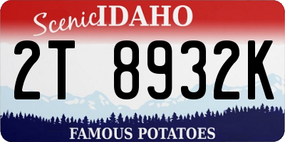 ID license plate 2T8932K