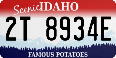 ID license plate 2T8934E