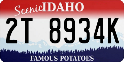 ID license plate 2T8934K