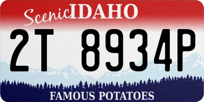 ID license plate 2T8934P