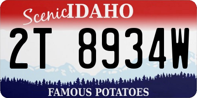 ID license plate 2T8934W