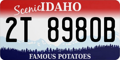 ID license plate 2T8980B