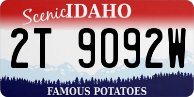 ID license plate 2T9092W