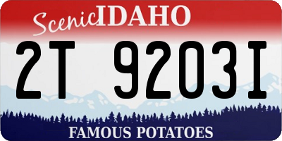 ID license plate 2T9203I
