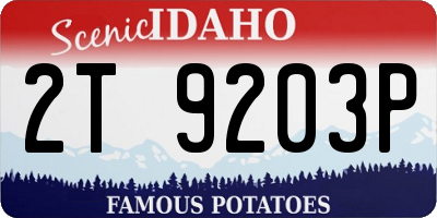 ID license plate 2T9203P