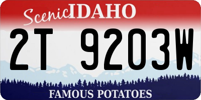 ID license plate 2T9203W