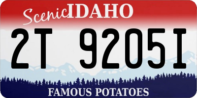 ID license plate 2T9205I