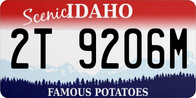 ID license plate 2T9206M