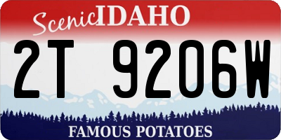 ID license plate 2T9206W