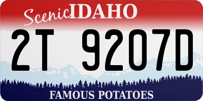 ID license plate 2T9207D