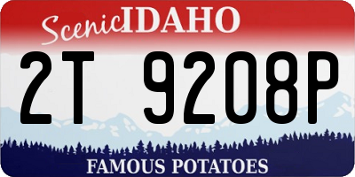 ID license plate 2T9208P