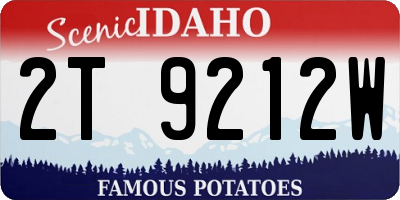ID license plate 2T9212W