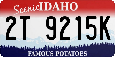 ID license plate 2T9215K