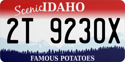 ID license plate 2T9230X