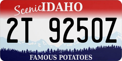 ID license plate 2T9250Z