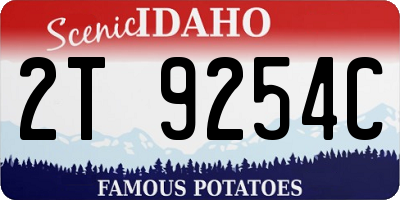 ID license plate 2T9254C