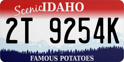 ID license plate 2T9254K