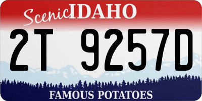 ID license plate 2T9257D