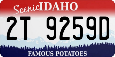 ID license plate 2T9259D
