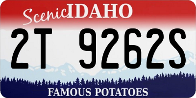 ID license plate 2T9262S