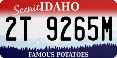 ID license plate 2T9265M