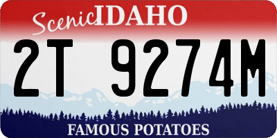 ID license plate 2T9274M