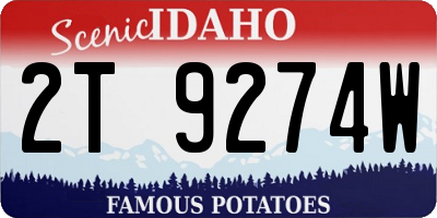 ID license plate 2T9274W