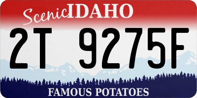 ID license plate 2T9275F