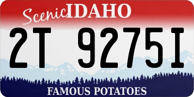 ID license plate 2T9275I